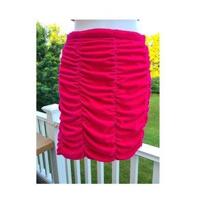 H&M HOT PINK /fuchsia HIGH WAIST VELVET RUCHED mini SKIRT S/6